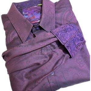 Robert Graham Plum “Copperhead”Damask Paisley Long Sleeve Button Down- Men's XL